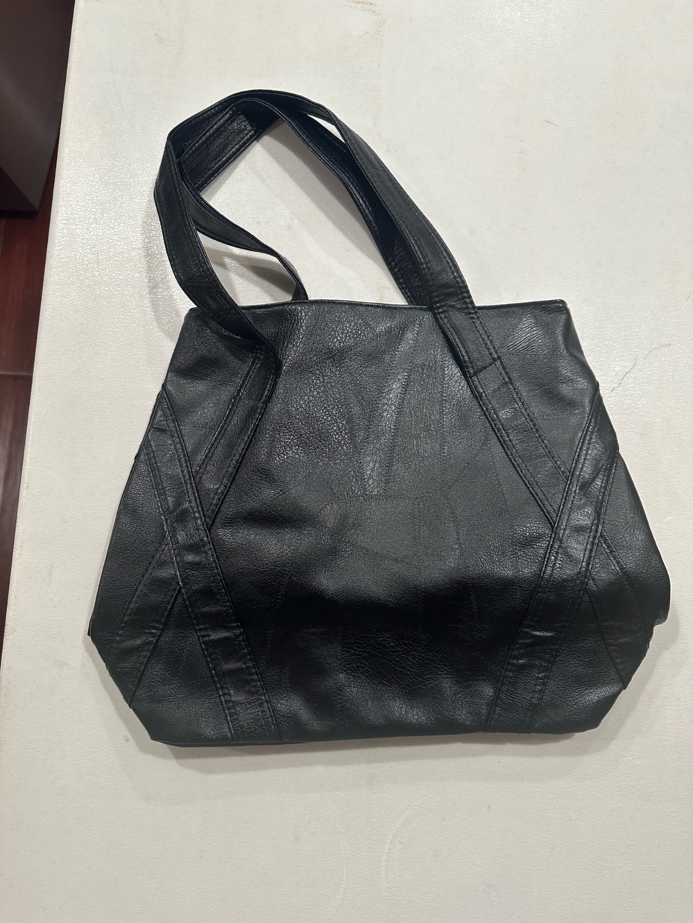 Everyday Black Leather-Effect Tote Bag